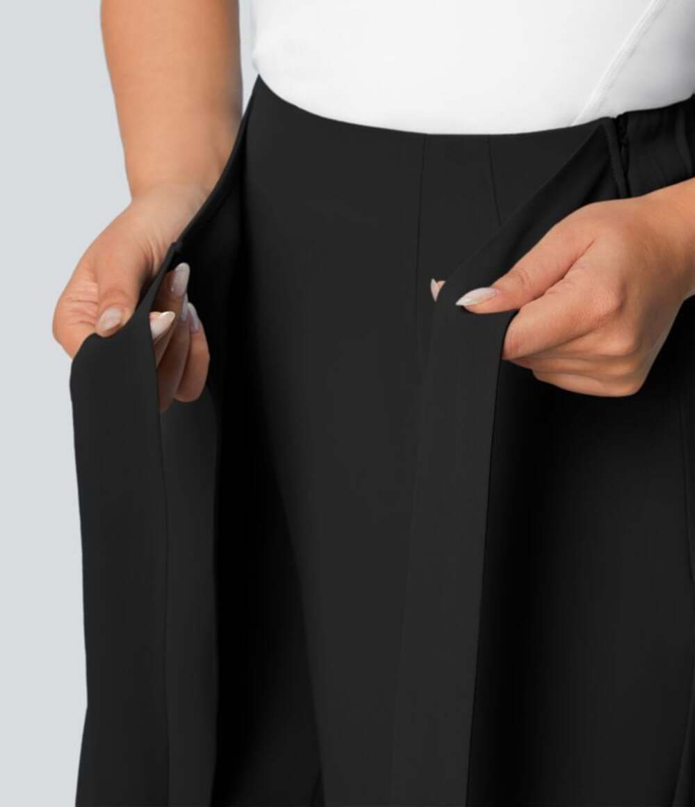 Halara Flex High-Waisted Tie Side Wide Leg Work Pants - Picture 2 of 8